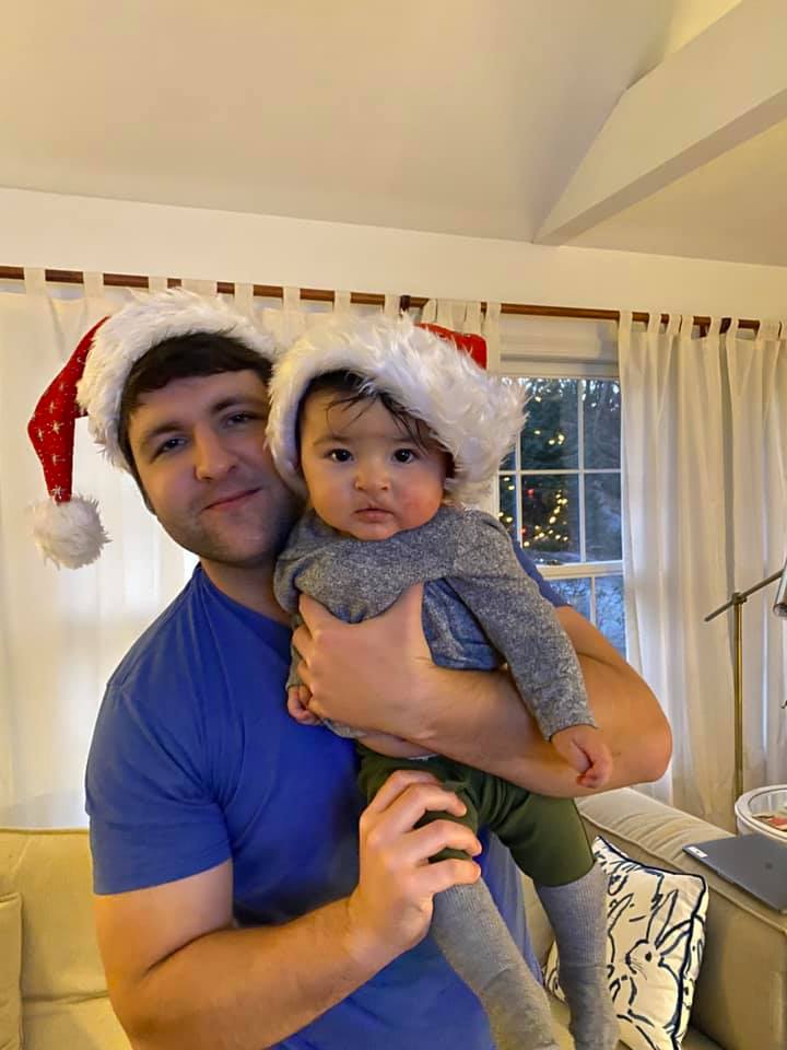Max & me with Christmas hats